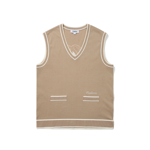 Фактурный трикотажный жилет с логотипом BEIGE (WOMAN)