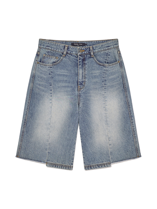 HEM POINT BERMUDA DENIM PANTS FOR MEN IN BLUE