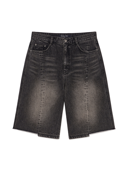 HEM POINT BERMUDA DENIM PANTS FOR MEN IN CHARCOAL