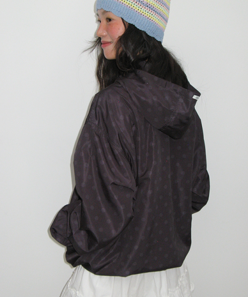 Hooded windbreaker jumper чёрный dot