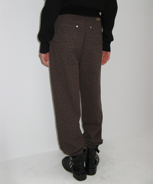 Heart leopard straight pants угольный коричневый