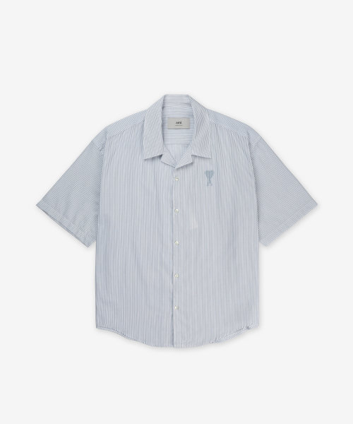 Футболка boxy fit с лого-сердцем и воротником camp - White:Blue / HSH292CO01131041