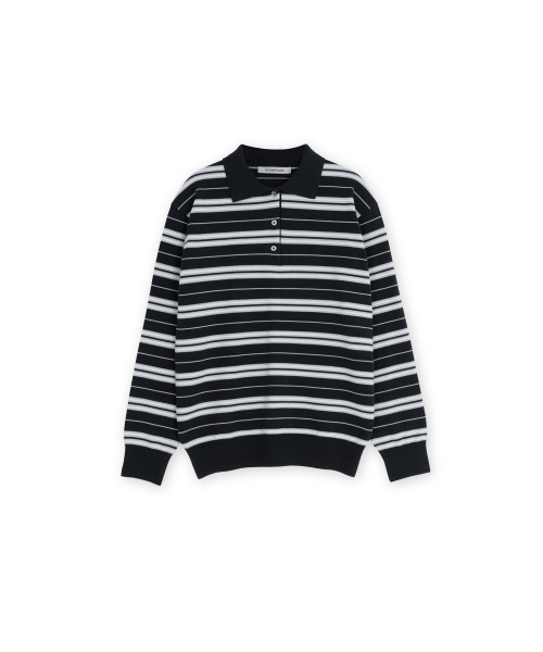 W Stripe Knit Pique, Navy