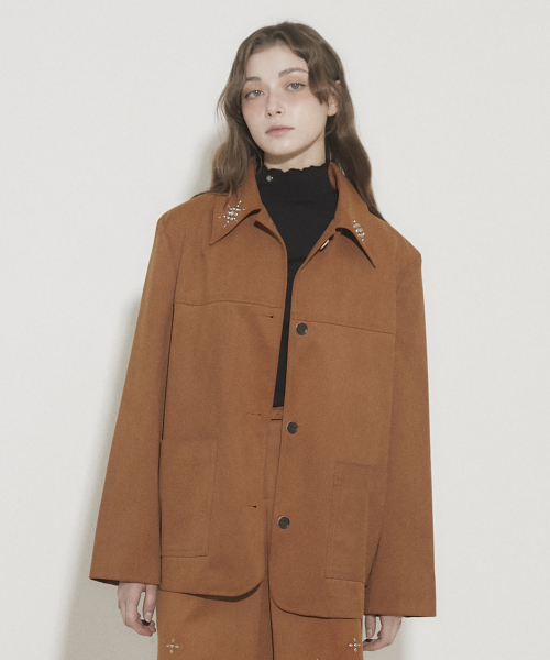 Faux Suede Stud жакет [Brown]