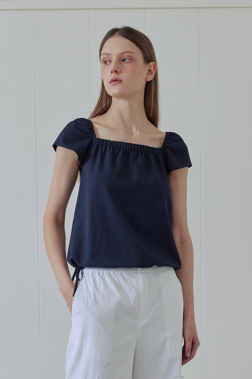 AFTERHOURS ♥ RIBBON SHIRRING BLOUSE /追跡付 애프터아워즈