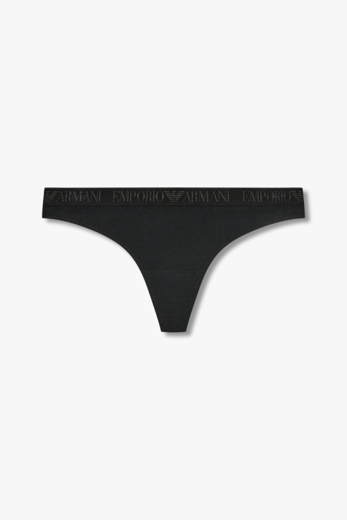 [EMPORIO ARMANI UNDERWEAR] Женские стринги из нейлона с жаккардом_Black 825110542