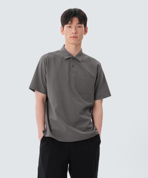 Классическое тканое поло с коротким рукавом (S25MMTPS16) Dark Khaki