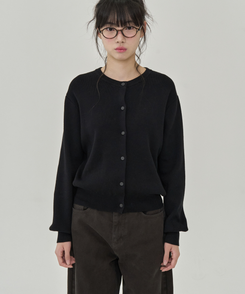 W Even Round хлопковый кардиган (BLACK)