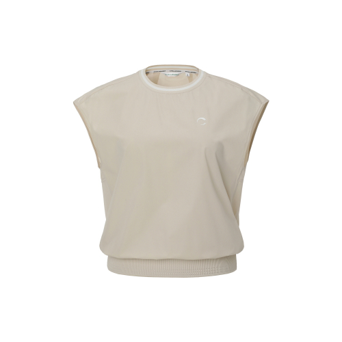 Женский широкий трикотажный жилет с круглым вырезом Light Beige