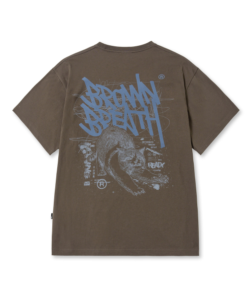 브라운브레스(BROWNBREATH) KITTY TAG TEE - DARK BROWN