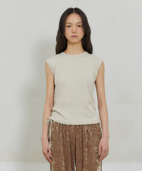 String Sleeveless Top (Beige)