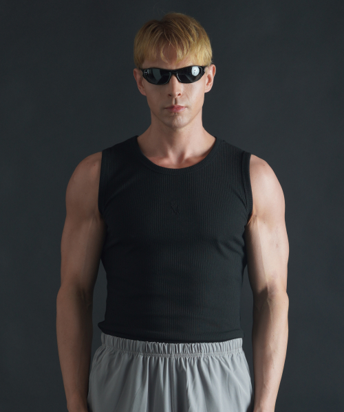 Однотонная майка muscle fit с лого - Black