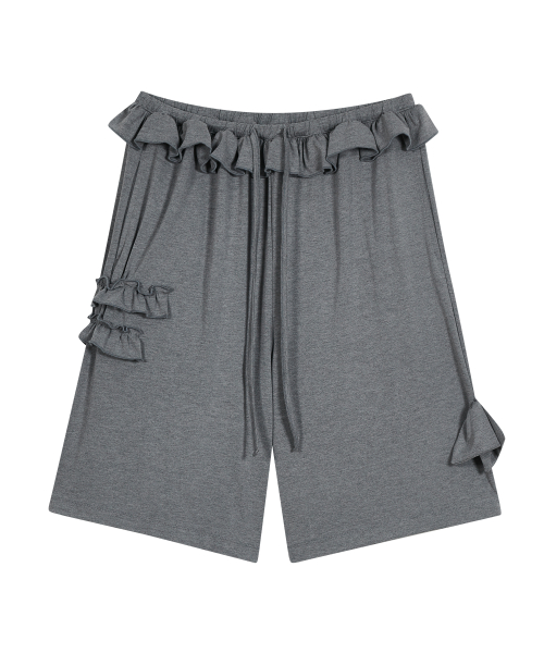 Ruffled Comfy Pants [Gray]