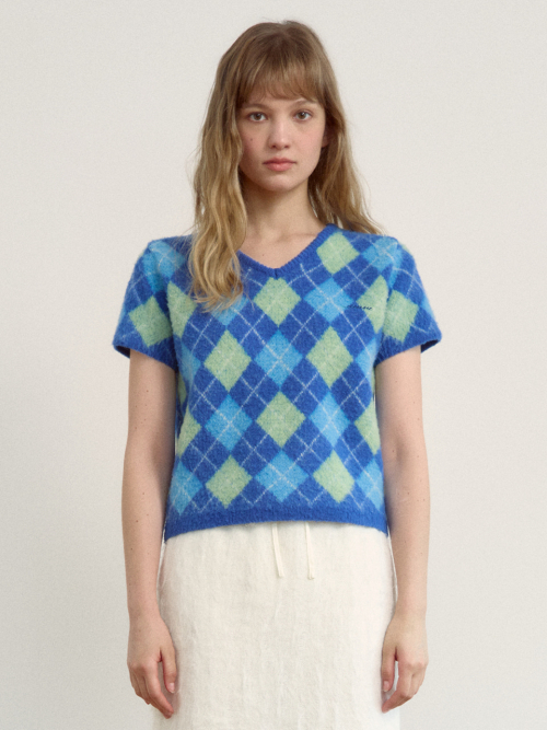 시엔느() Kiko Argyle Knit (Blue) 상품 이미지