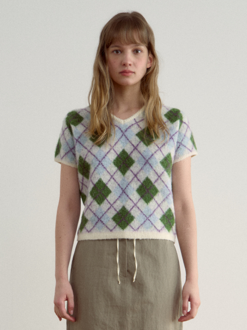 시엔느() Kiko Argyle Knit (Ivory) 상품 이미지