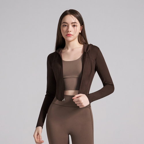 Мягкое кроп-худи на молнии SWZ25010-02 Deep Brown