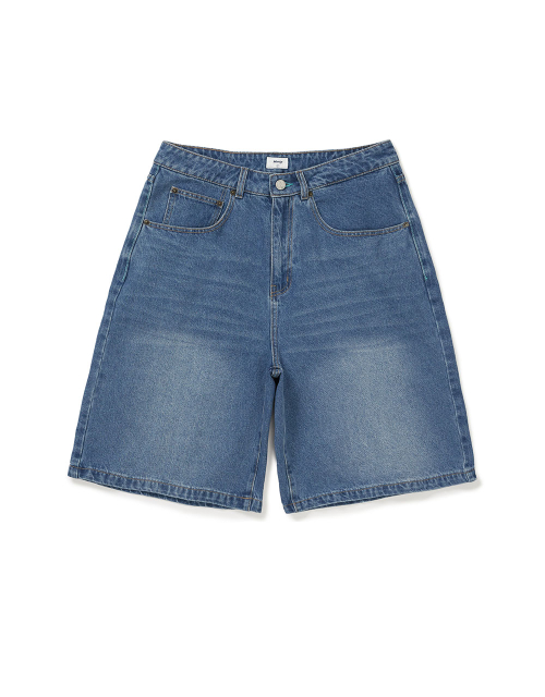 [Mmlg] DENIM WIDE BERMUDA PANTS (MID BLUE)