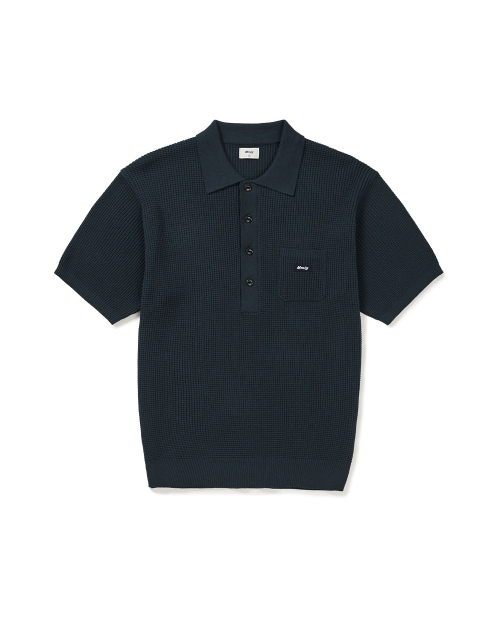 [Mmlg] WAFFLE STITCHED HF KNIT (NAVY)