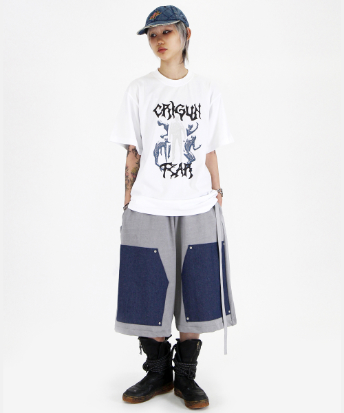 Double Knee бермуды 3/4 пигментные Grey