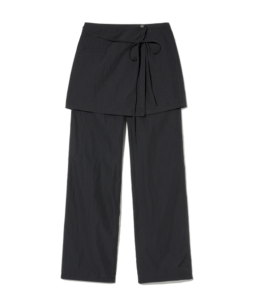 W LAYERED SKIRT PANTS black