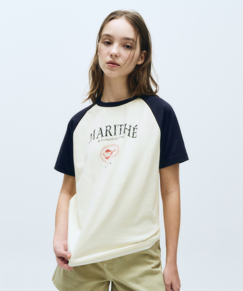 MARITHE◆AEROCOOL RAGLAN GRAPHIC TEE 韓国人気 AEROCOOL RAGLAN GRAPHIC TEE navy - MARITHÉ+FRANҪOIS GIRBAUD