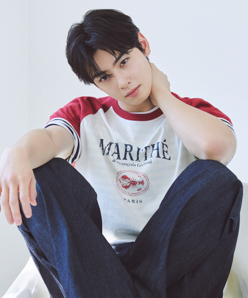 MARITHE◆AEROCOOL RAGLAN GRAPHIC TEE 韓国人気 AEROCOOL RAGLAN GRAPHIC TEE navy - MARITHÉ+FRANҪOIS GIRBAUD