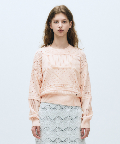 MARITHÉ + FRANҪOIS GIRBAUD W CROCHET KNIT PULLOVER pink