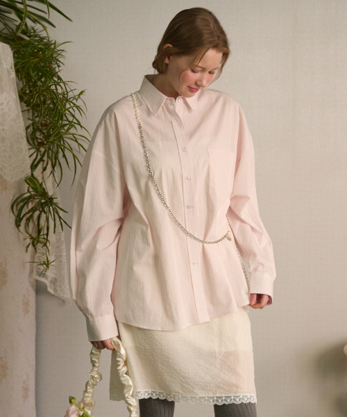 Loose Pin-Stripe Shirt Pink Stripe