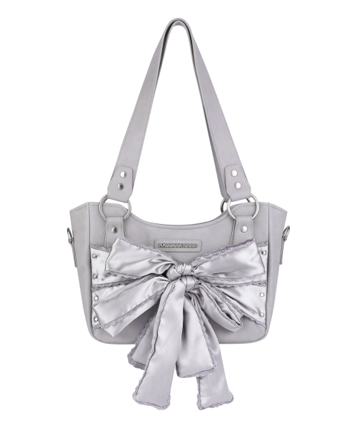 MUSINSA | IUGAMAKARAS Laced Ribbon Leather Shoulder Bag (Light Purple)