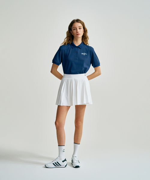 W 언발란스 우븐 플리츠 스커트 (White)