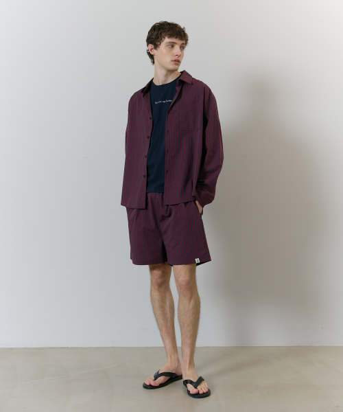 STRIPE PAJAMA SET_wine red (man)