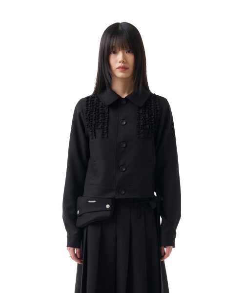Frilled Button Jacket (Black)