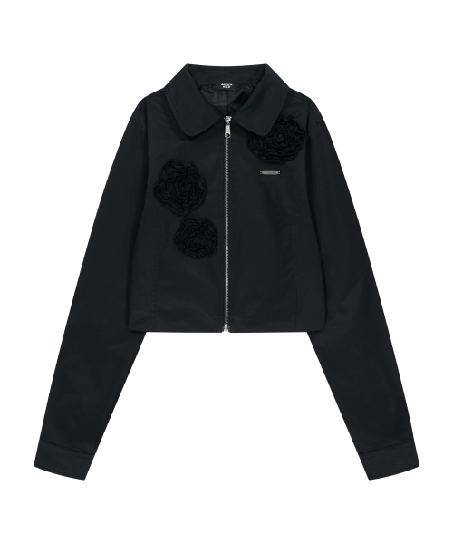 Flowers Zip-Up Jacket (Black)