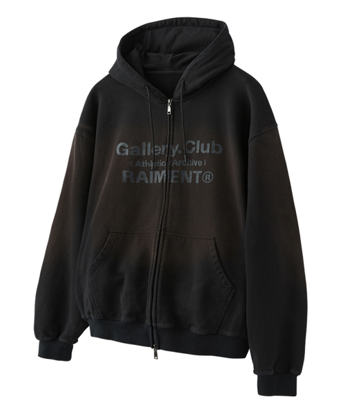 Худи на молнии с винтажной варкой Gallery Club_Black