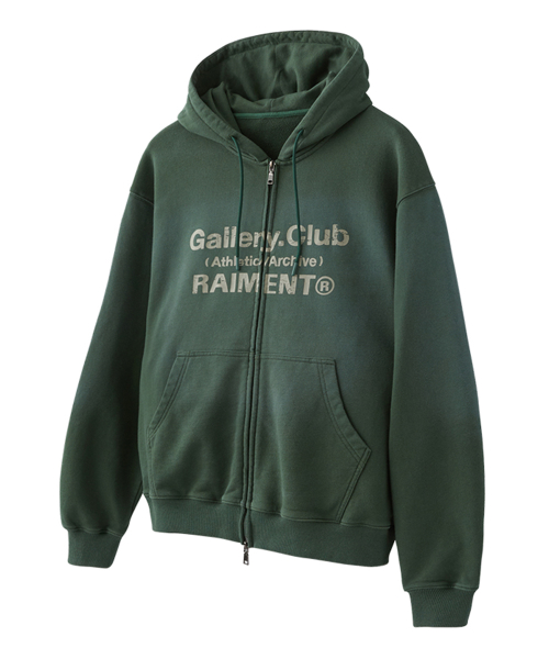 Vintage Washing Gallery Club Hooded Zip-Up_GREEN