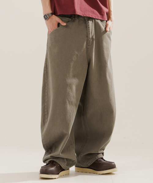 Skill Washed Balloon Pants Khaki NSLP2611
