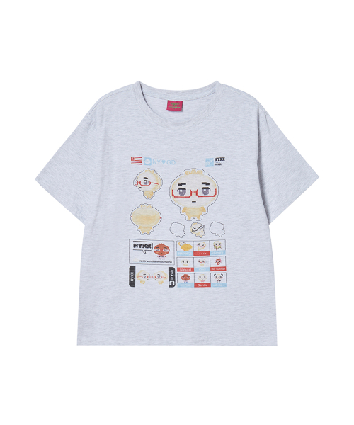 ◆nyxx◆ NYGD STICKER TEE HEATHER GRAY 엔와이엑스엑스(NYXX) NYGD STICKER TEE HEATHER GRAY - 사이즈