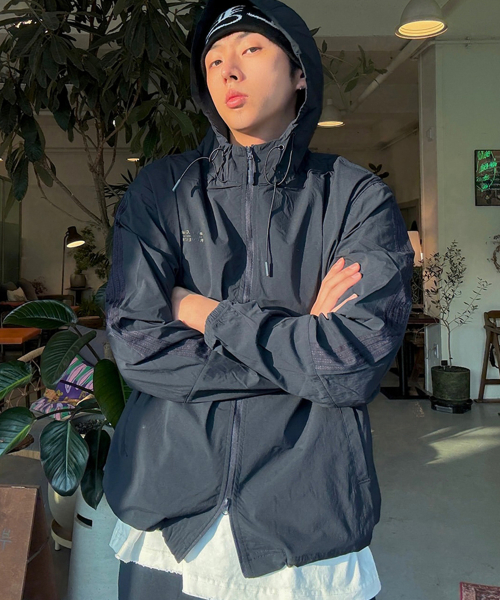 Essential Running Lane Hooded Windbreaker_ASH BLUE