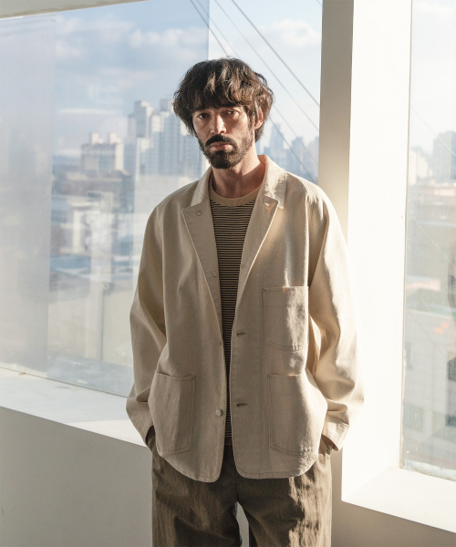 Italian Denim Coverall Jacket (Ecru)