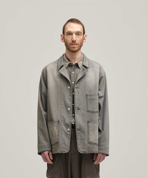 Italian Denim Coverall Jacket (Faded Gray)