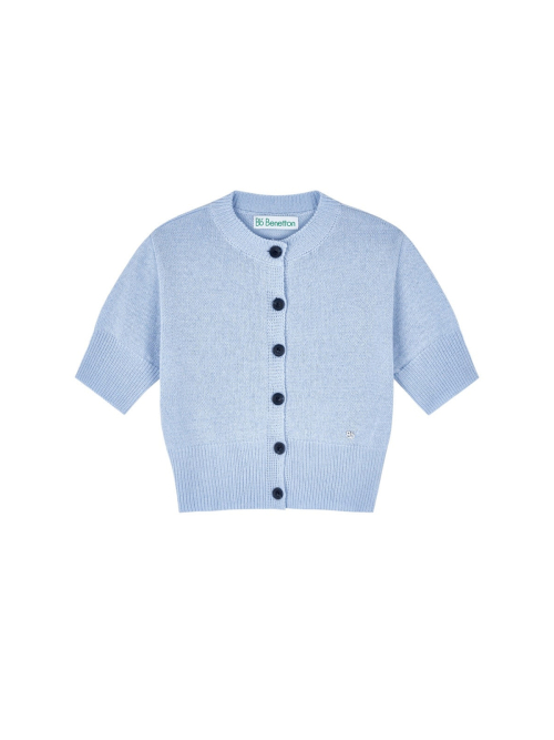 Кроп полувязаный кардиган (Sky Blue)