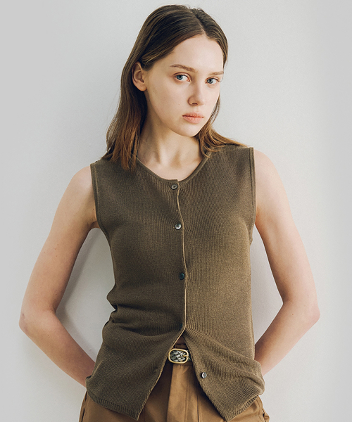 High Gauge Knit Vest_Khaki