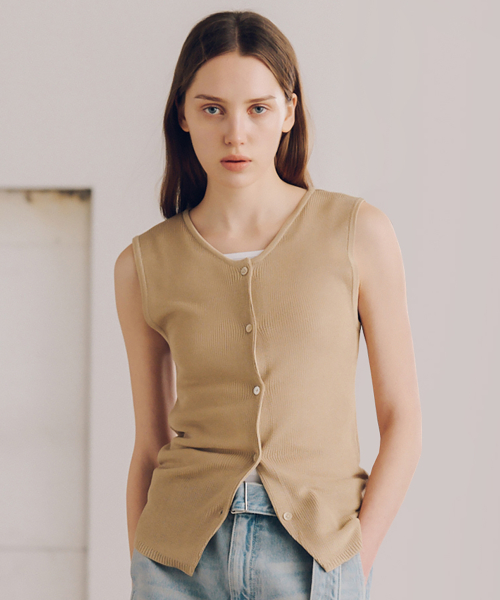 High Gauge Knit Vest_Beige