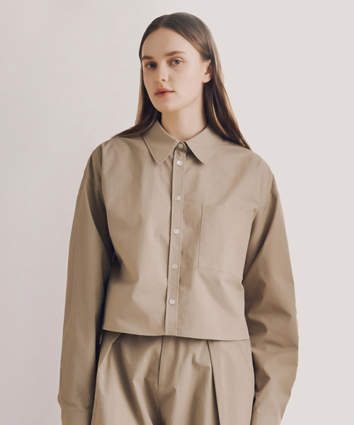 Basic Crop Shirts_Beige