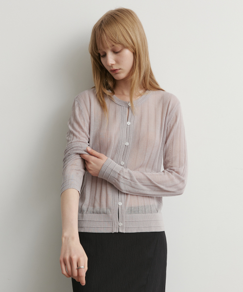 LINEN SEE THROUGH TEXTURED CARDIGAN