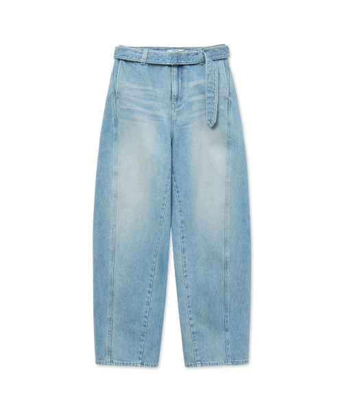 Twisted Belted Denim Trousers_Blue