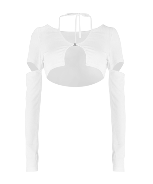 Bella String Crop Cardigan (White)