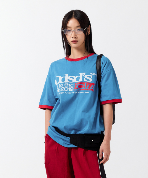 Футболка оверсайз ODSD Ringer Color Block - VINTAGE BLUE