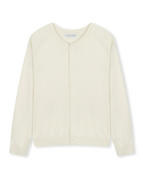 CREW NECK RELAXED SHORT CARDIGAN IVORY