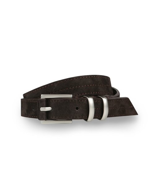 [비슬로우X데릭]SQUARE RING SLIM LEATHER WRAP BELT BROWN